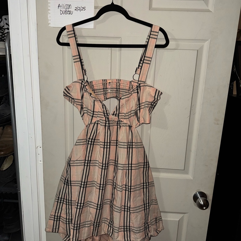 Free People Cream and Black Sundress with Ruffled A-line Skirt